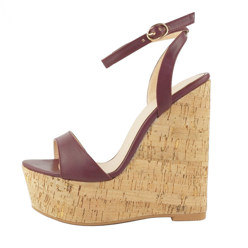 LIVANA Wood Wedge Sandals
