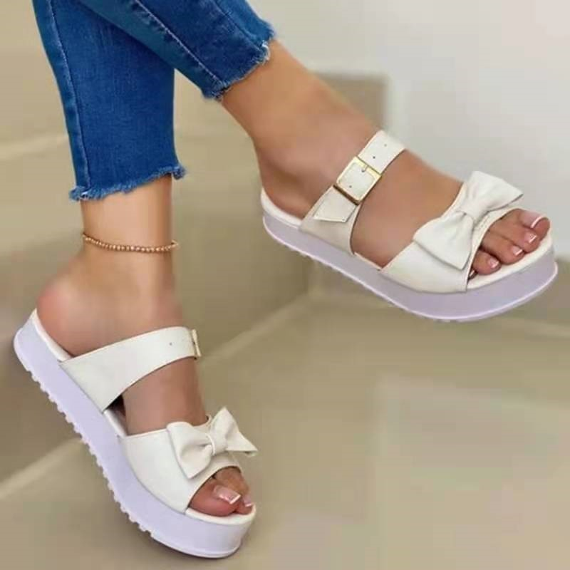 MILA Bow Suede Slip-On Sandals