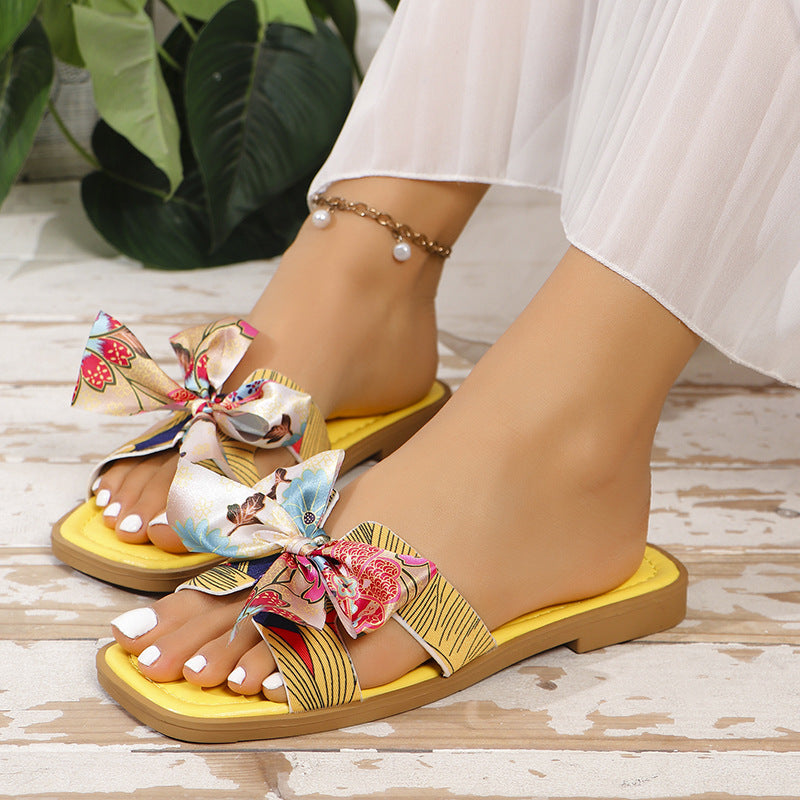 AMARA Ribbon Bow Slide Sandals