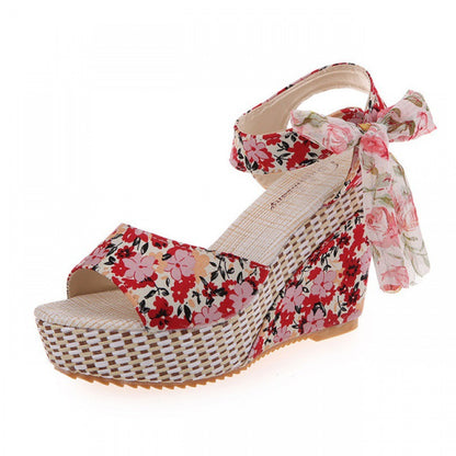 FLORINA Bow Platform Wedge Sandals