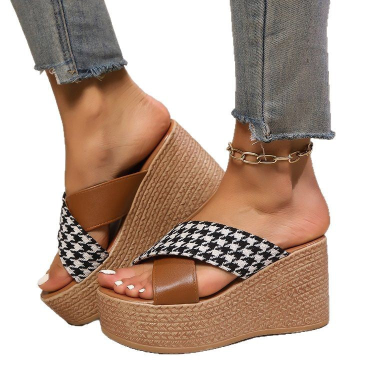 ZELLA Cross Strap Wedge Sandals