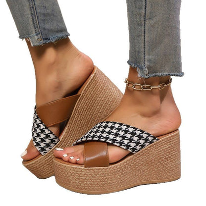 ZELLA Cross Strap Wedge Sandals