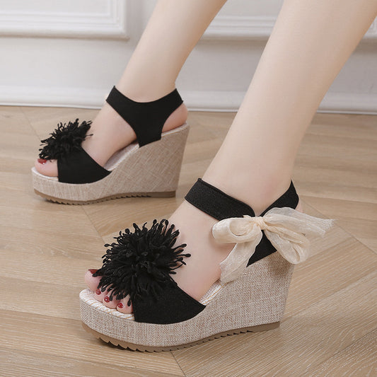 NIA Lace-Up Wedge Sandals