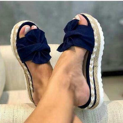 LIVIA Platform Bow Wedge Sandals