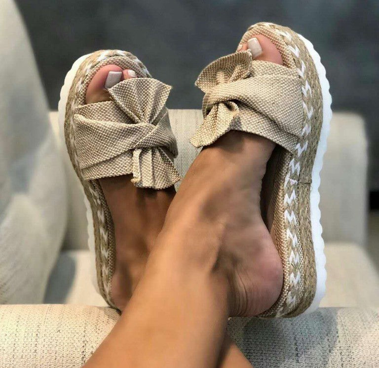 LIVIA Platform Bow Wedge Sandals