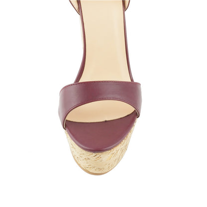 LIVANA Wood Wedge Sandals