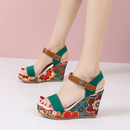 ROSALIA Embroidered Wedge Sandals