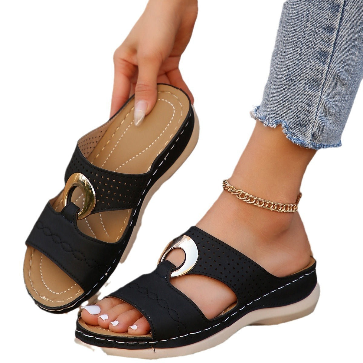 ALVINA Leather Comfort Sandals