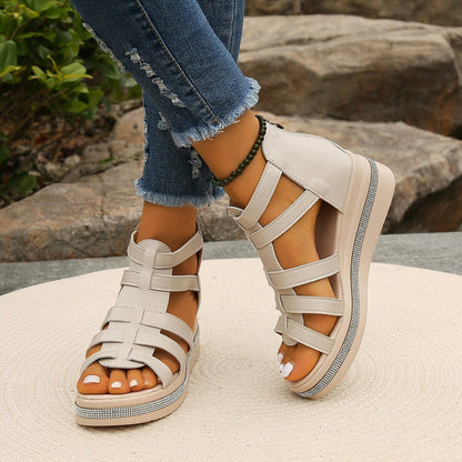AMELIE Rhinestone Wedge Sandals