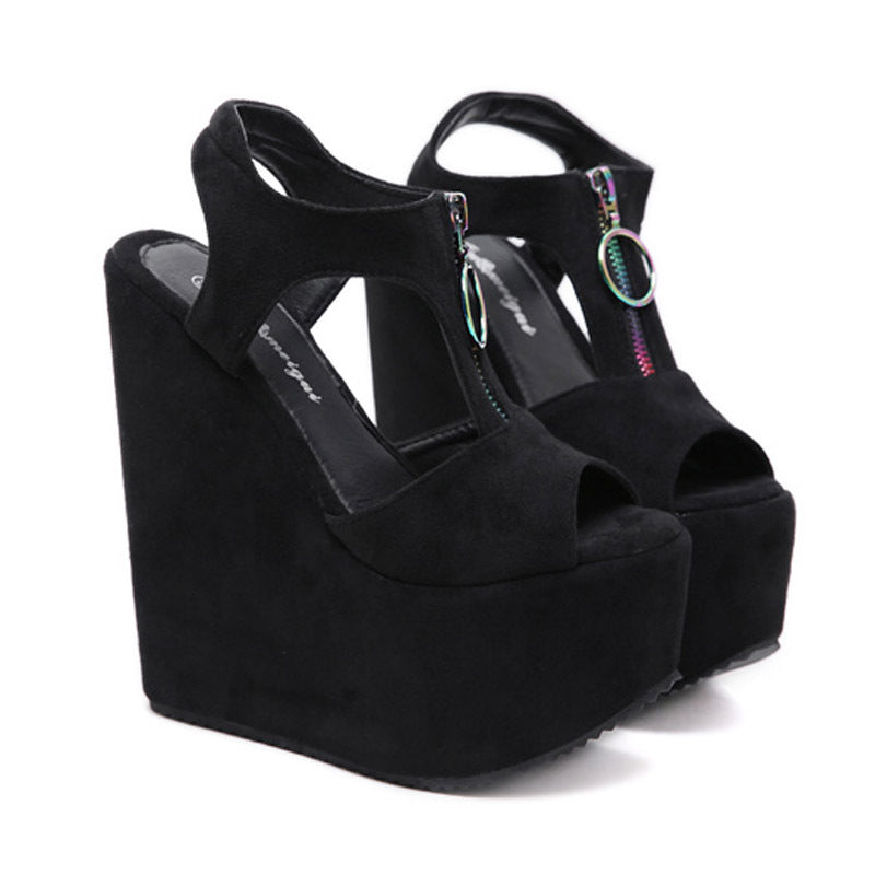 NOIRA Zipper Wedge Sandals