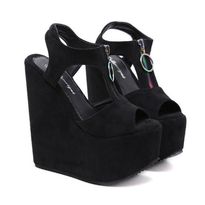 NOIRA Zipper Wedge Sandals