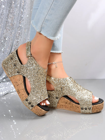 RAVEN Studded Wedge Sandals