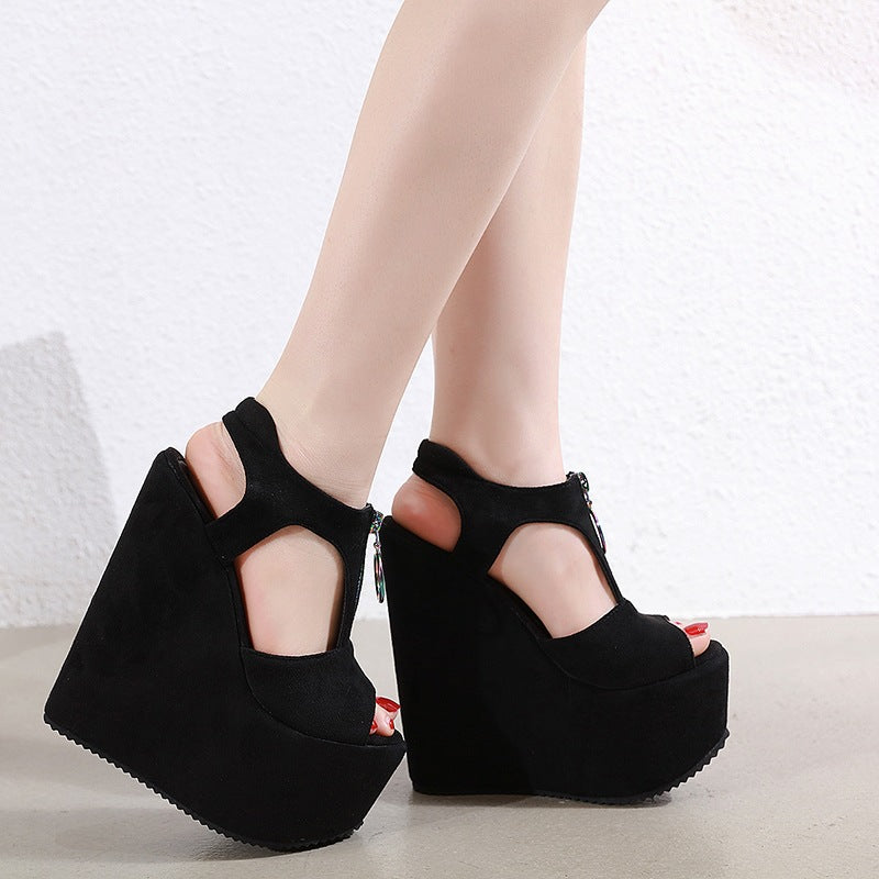 NOIRA Zipper Wedge Sandals