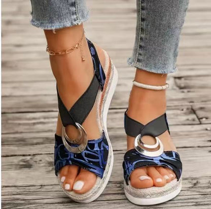LUXA Sequin Wedge Sandals