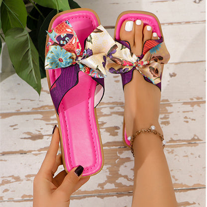 AMARA Ribbon Bow Slide Sandals