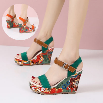 ROSALIA Embroidered Wedge Sandals