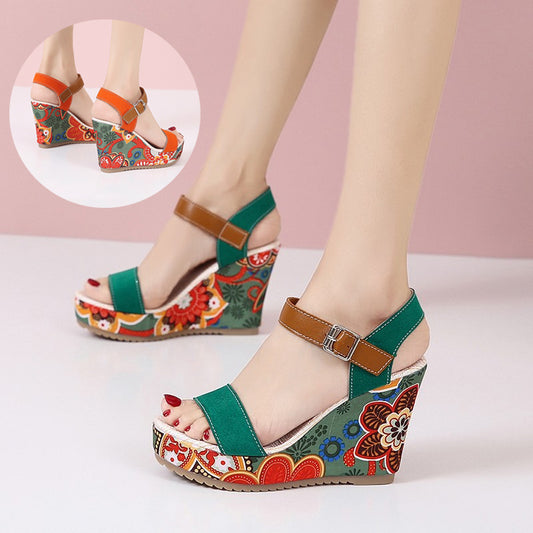 ROSALIA Embroidered Wedge Sandals