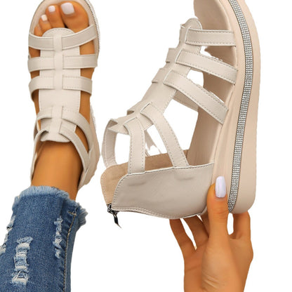 AMELIE Rhinestone Wedge Sandals