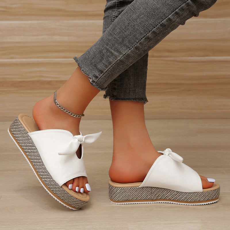 AVERY Thick Sole Bow Sandals