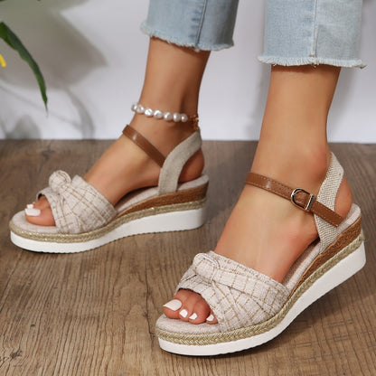 ELINA Button Wedge Sandals