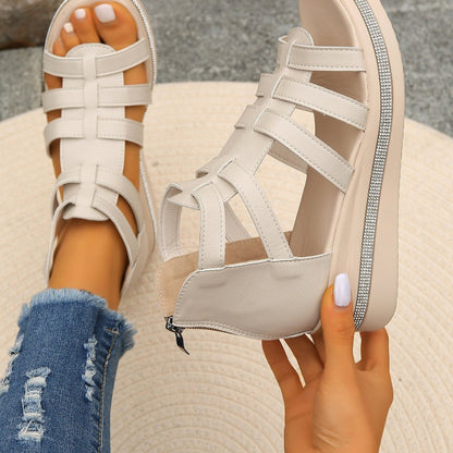 AMELIE Rhinestone Wedge Sandals