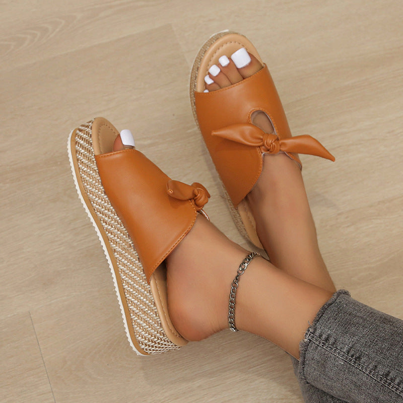 AVERY Thick Sole Bow Sandals
