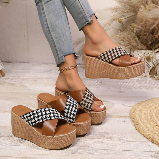 ZELLA Cross Strap Wedge Sandals
