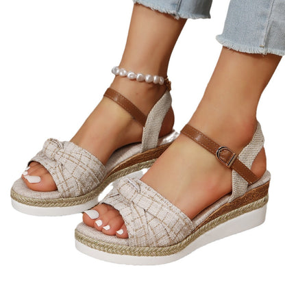 ELINA Button Wedge Sandals