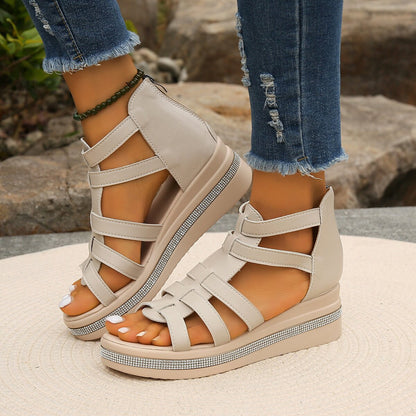 AMELIE Rhinestone Wedge Sandals