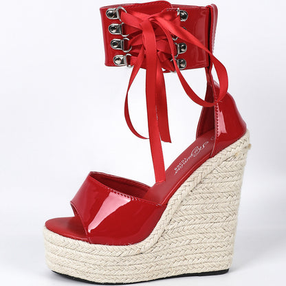VALENCIA Lace-Up Platform Wedge Sandals