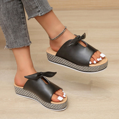 AVERY Thick Sole Bow Sandals
