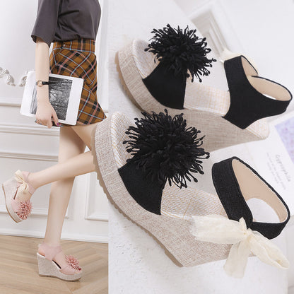 NIA Lace-Up Wedge Sandals
