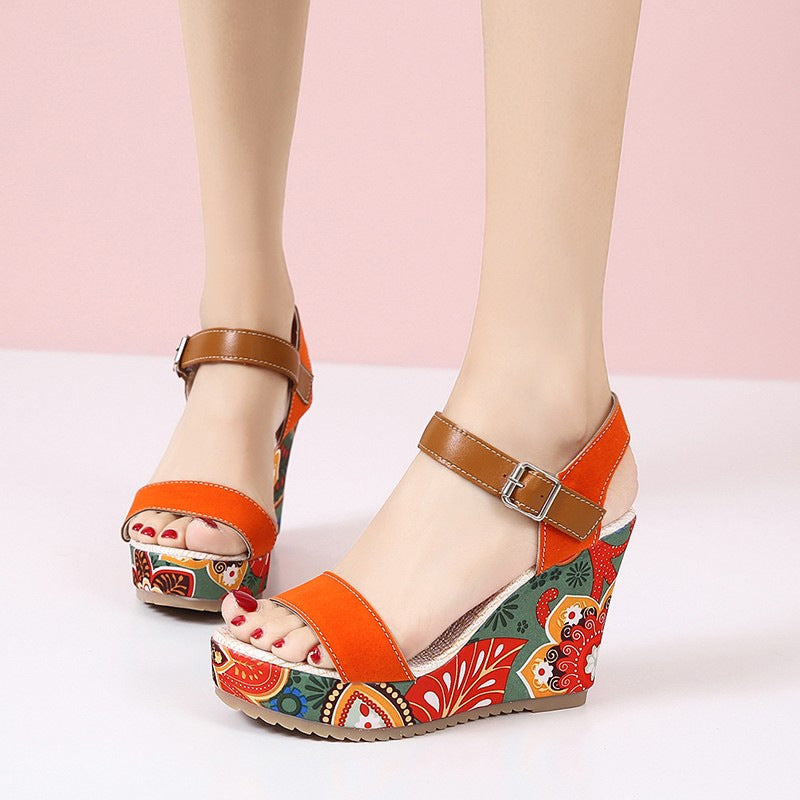 ROSALIA Embroidered Wedge Sandals