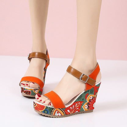 ROSALIA Embroidered Wedge Sandals