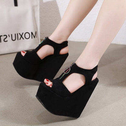NOIRA Zipper Wedge Sandals
