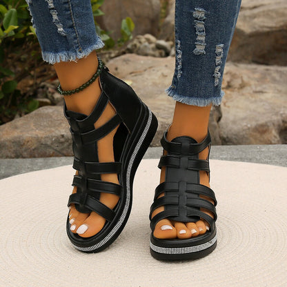 AMELIE Rhinestone Wedge Sandals