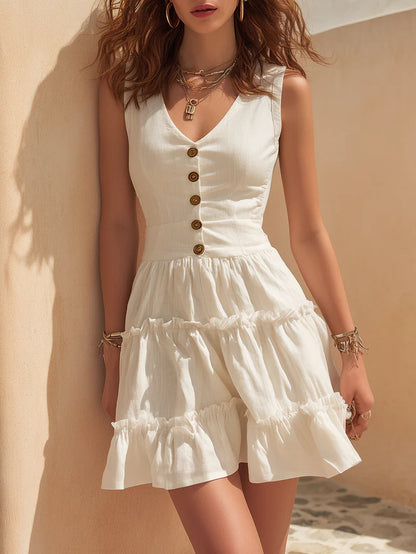 SORELLA Linen Button-Up Midi Dress