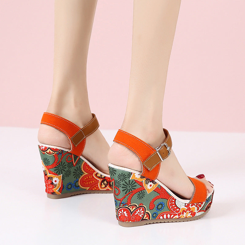 ROSALIA Embroidered Wedge Sandals