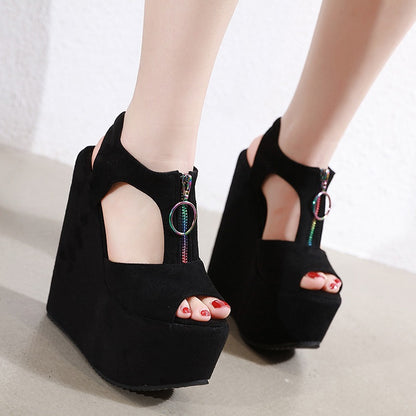 NOIRA Zipper Wedge Sandals