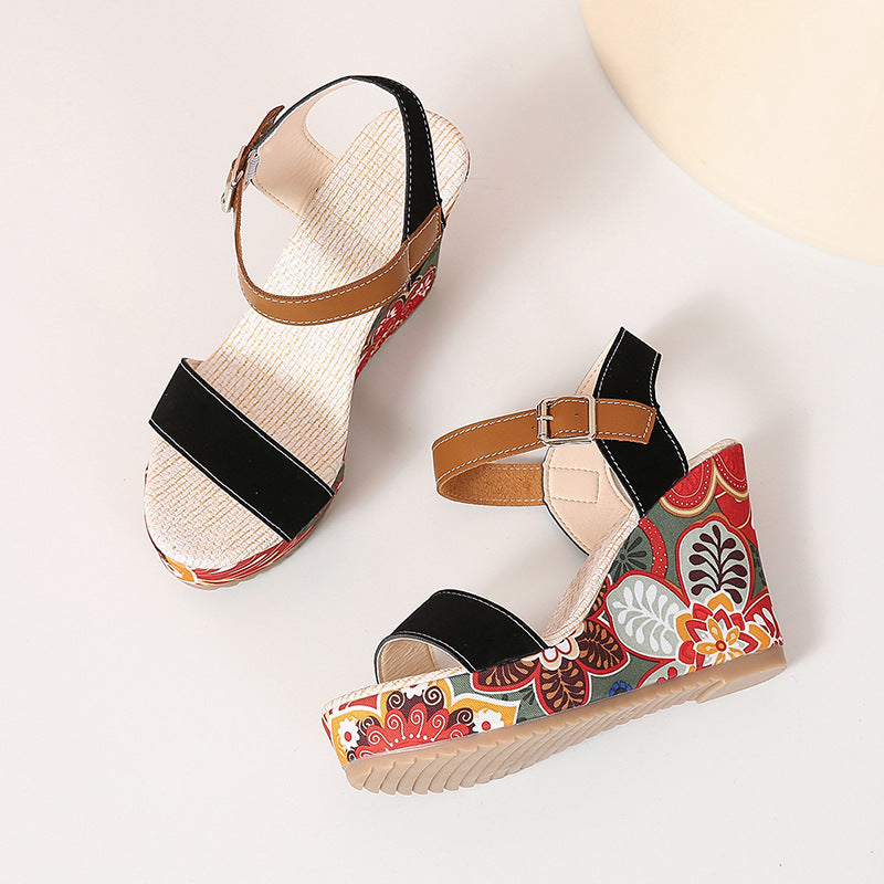 ROSALIA Embroidered Wedge Sandals