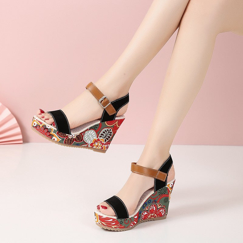 ROSALIA Embroidered Wedge Sandals