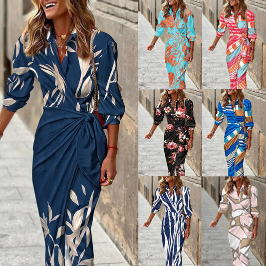 VALERIA Printed Shirt Maxi Dress