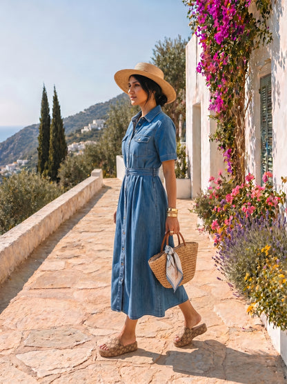 Denim Ease Midi Dress