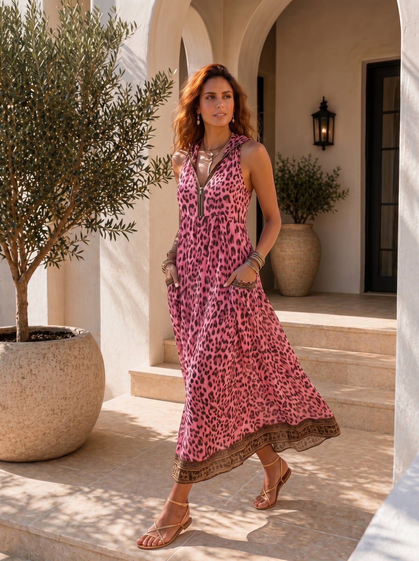 LEONA Leopard Midi Dress
